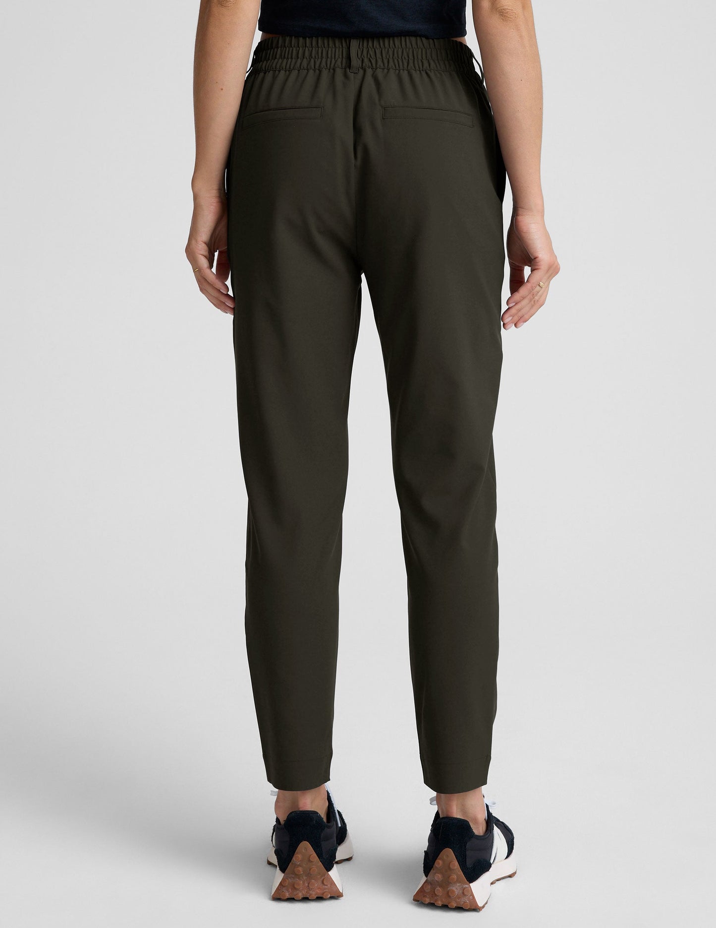 Comfortable Mid-Rise Tapered Pant: Lightweight Jetstretch Woven, Pockets, Belt Loops