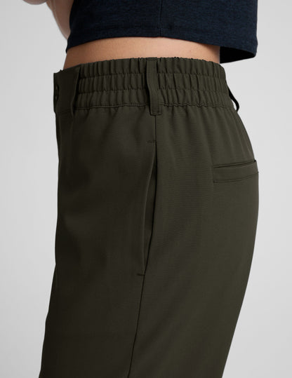 Comfortable Mid-Rise Tapered Pant: Lightweight Jetstretch Woven, Pockets, Belt Loops