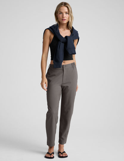 Soft Umber Tapered Comfort Pant: Lightweight Stretch Woven Mid-Rise Style