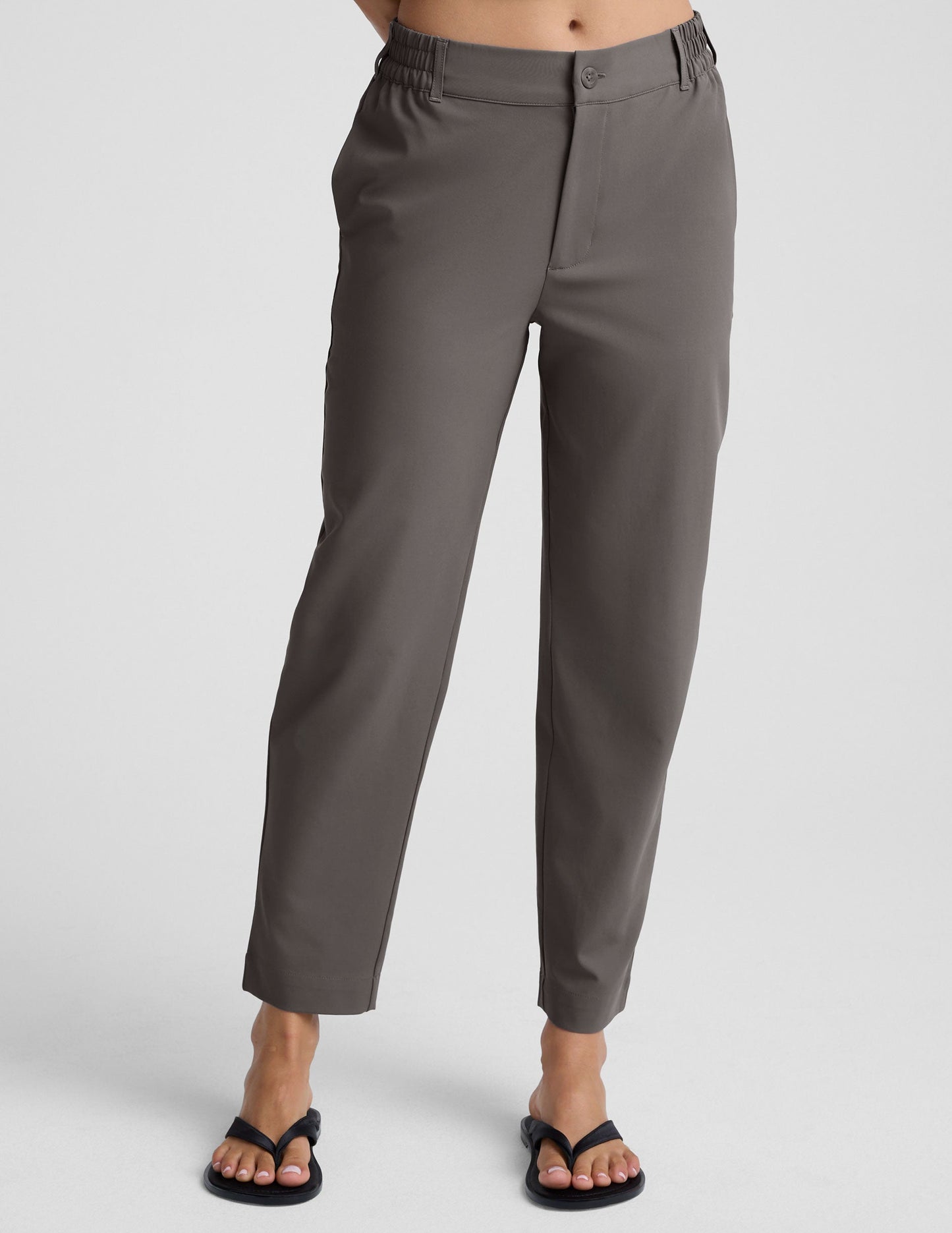 Soft Umber Tapered Comfort Pant: Lightweight Stretch Woven Mid-Rise Style