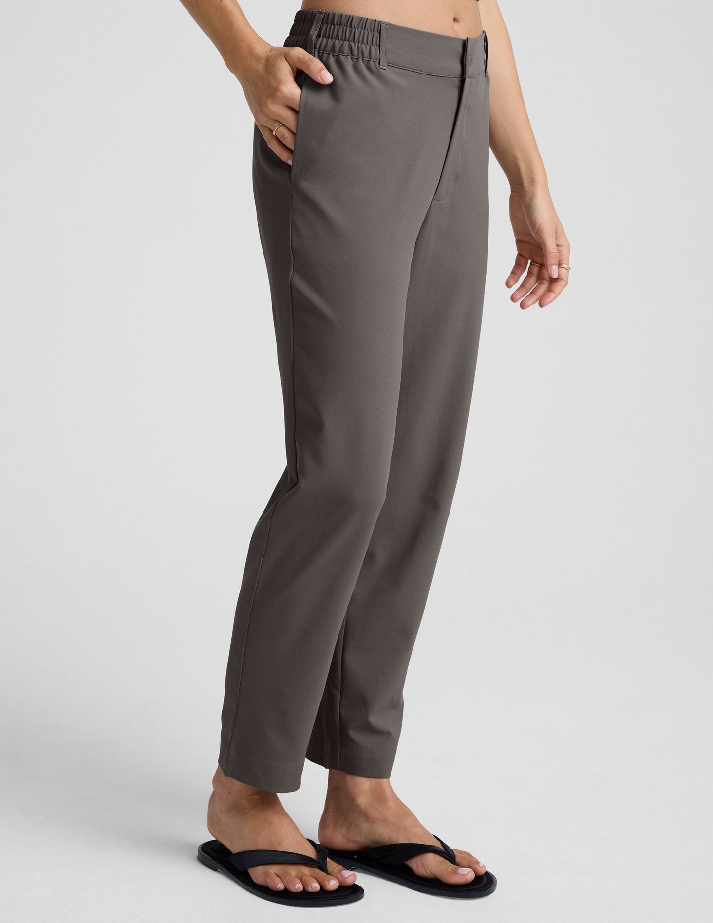 Soft Umber Tapered Comfort Pant: Lightweight Stretch Woven Mid-Rise Style