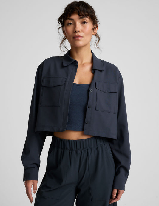 Stylish Midtown Cropped Jacket: Lightweight JetStretch Woven Fabric, Cargo Pockets