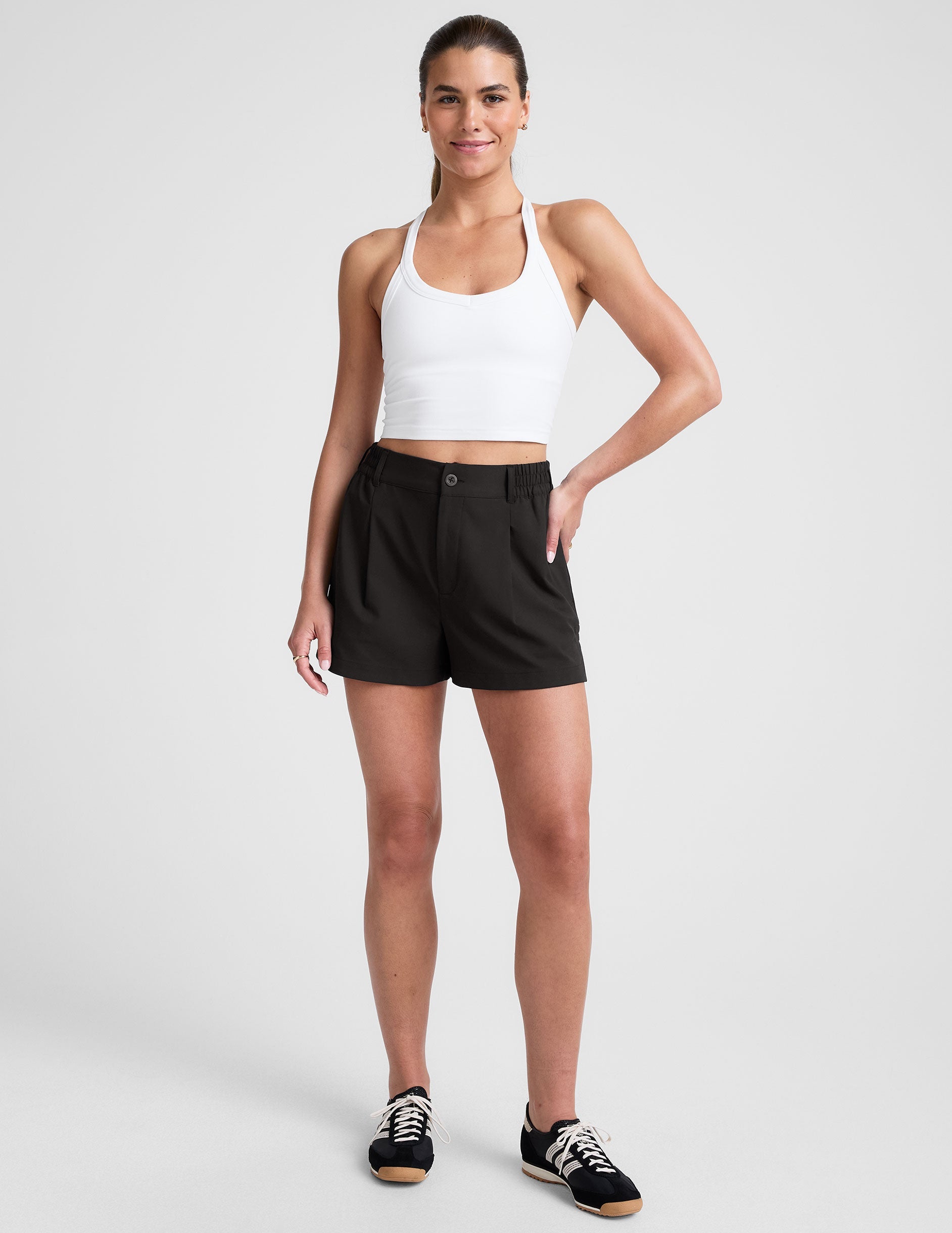 Women's JetStretch Tailored Comfort Shorts with Pockets and Elastic Waistband