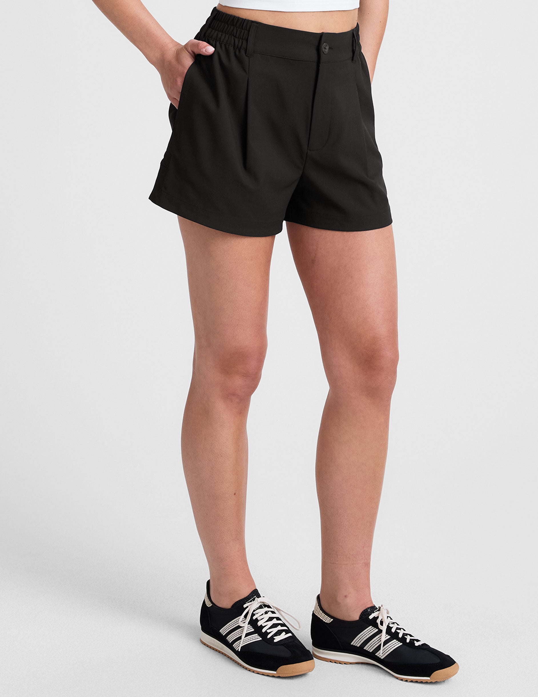Women's JetStretch Tailored Comfort Shorts with Pockets and Elastic Waistband