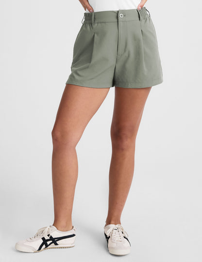 Beyond Yoga Status Shorts: Elastic Waistband, Pockets, JetStretch Woven Comfort