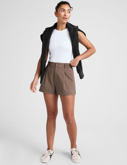 Comfortable Women's Flowy Tailored Shorts: Elastic Waistband, Pockets, JetStretch Fabric