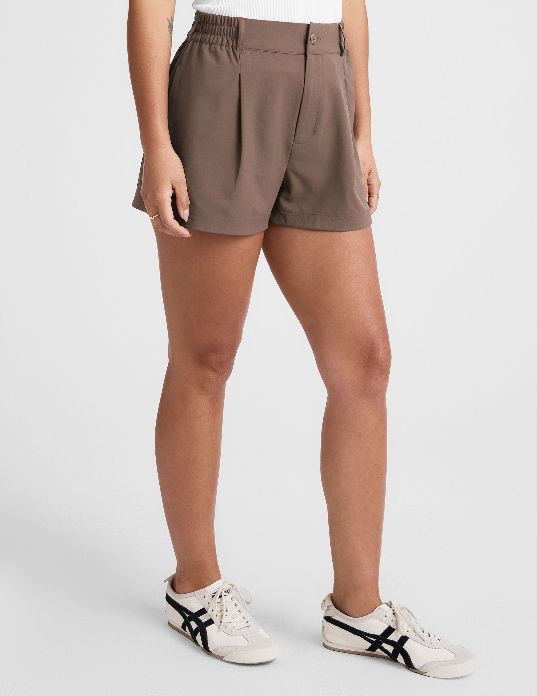 Comfortable Women's Flowy Tailored Shorts: Elastic Waistband, Pockets, JetStretch Fabric