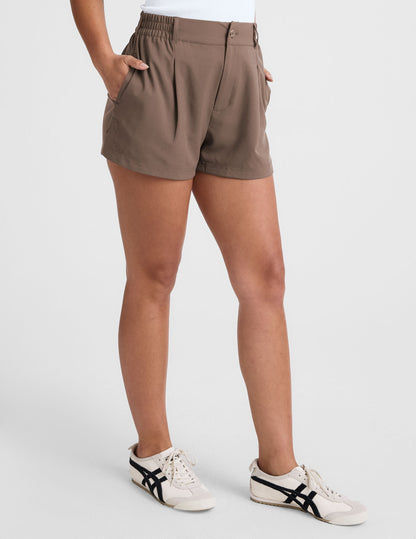 Comfortable Women's Flowy Tailored Shorts: Elastic Waistband, Pockets, JetStretch Fabric