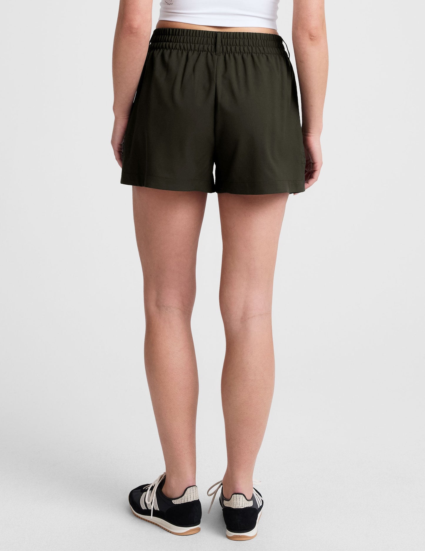 Women's Stylish Olive Ink Tailored Fit Elastic Waistband Shorts