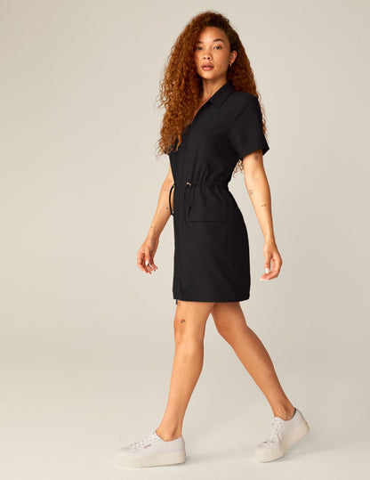 Black Zip-Up Mini Cargo Dress: Chic, Comfortable, Travel-Ready, Everyday Style