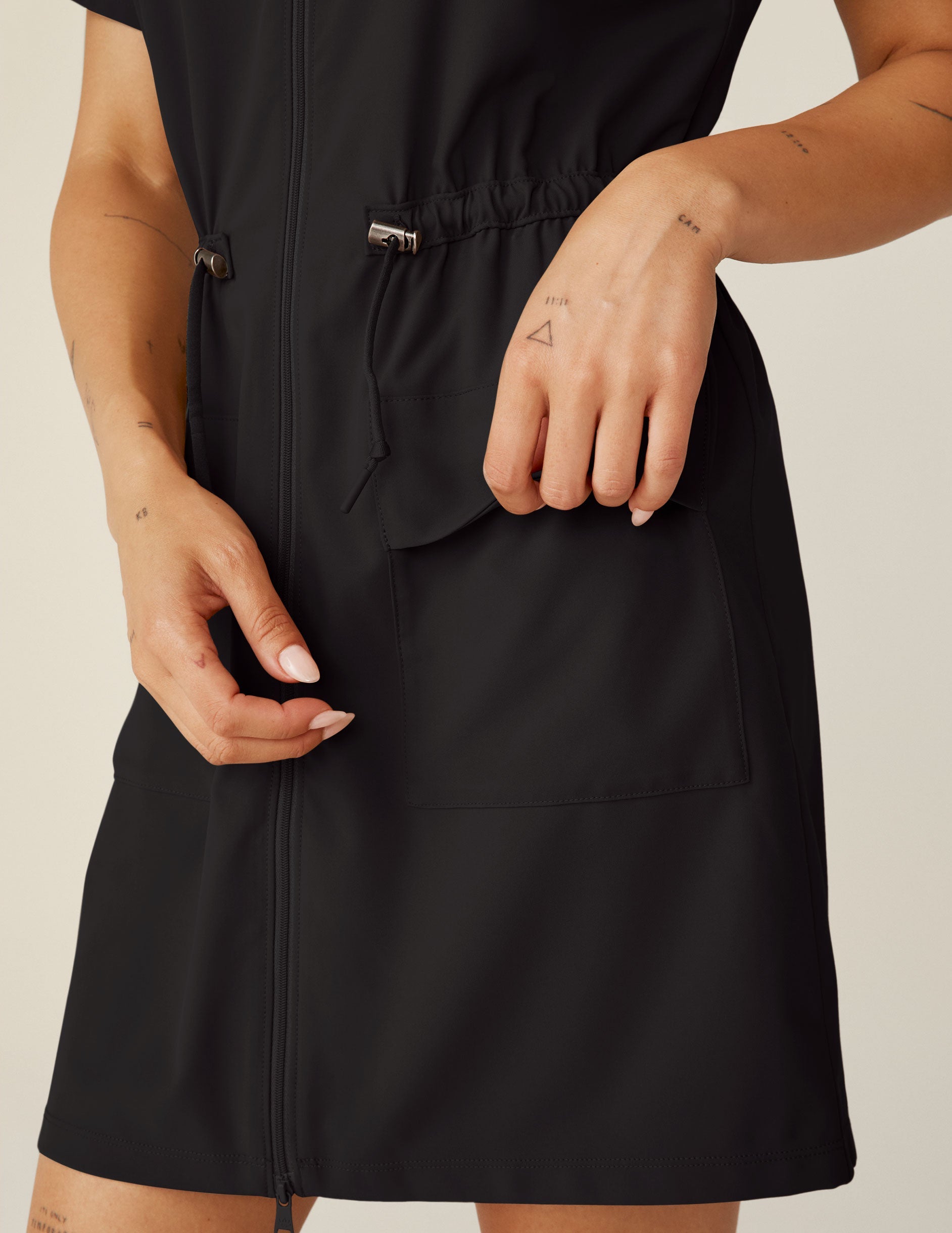 Black Zip-Up Mini Cargo Dress: Chic, Comfortable, Travel-Ready, Everyday Style