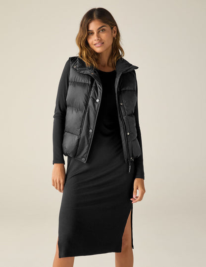 Cozy Warm Puffer Vest for Women, Zipper and Snap Button Closure