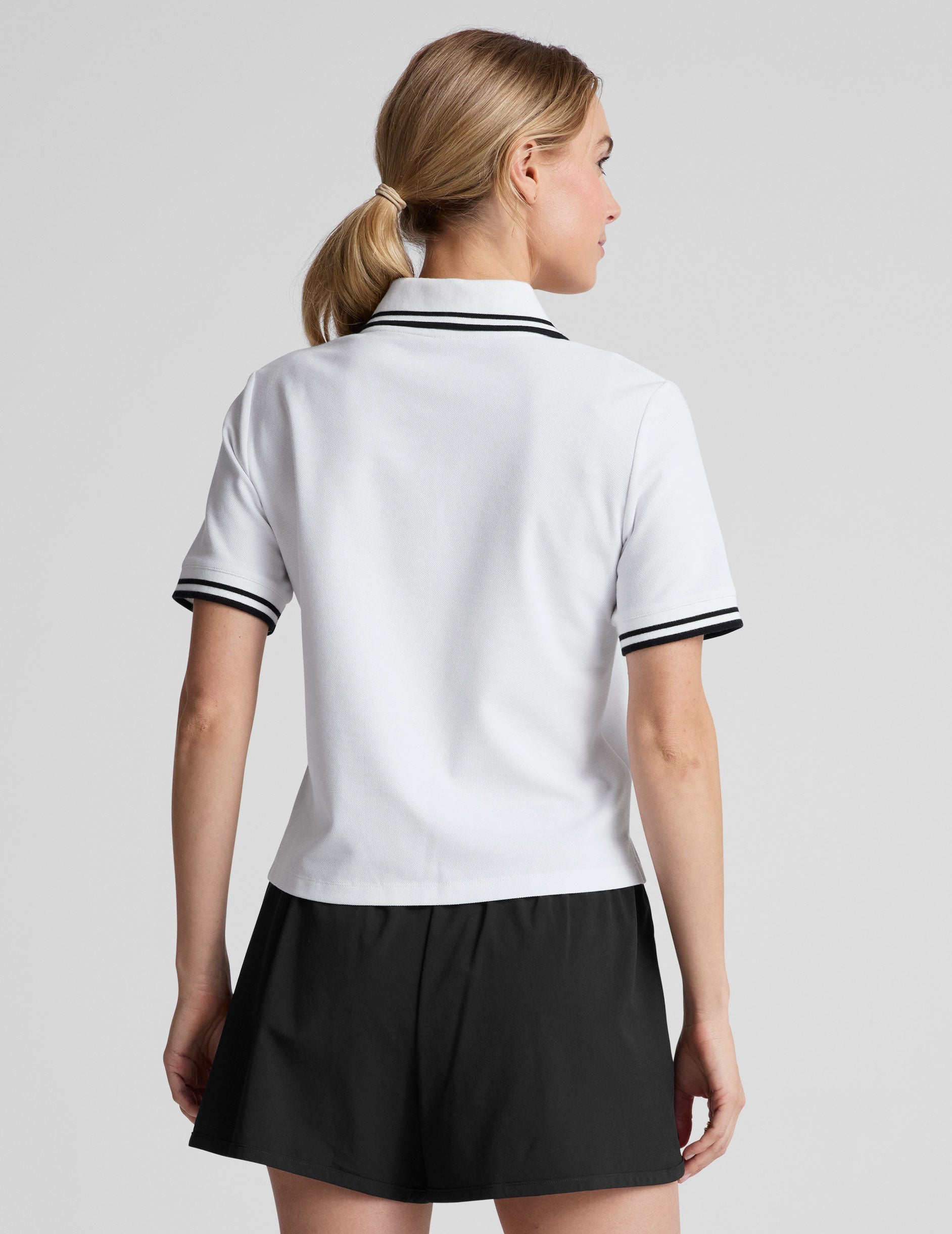 Women's Lunar White Fitted Polo Tee: Moisture-Wicking, Short Sleeve, Activewear Comfort