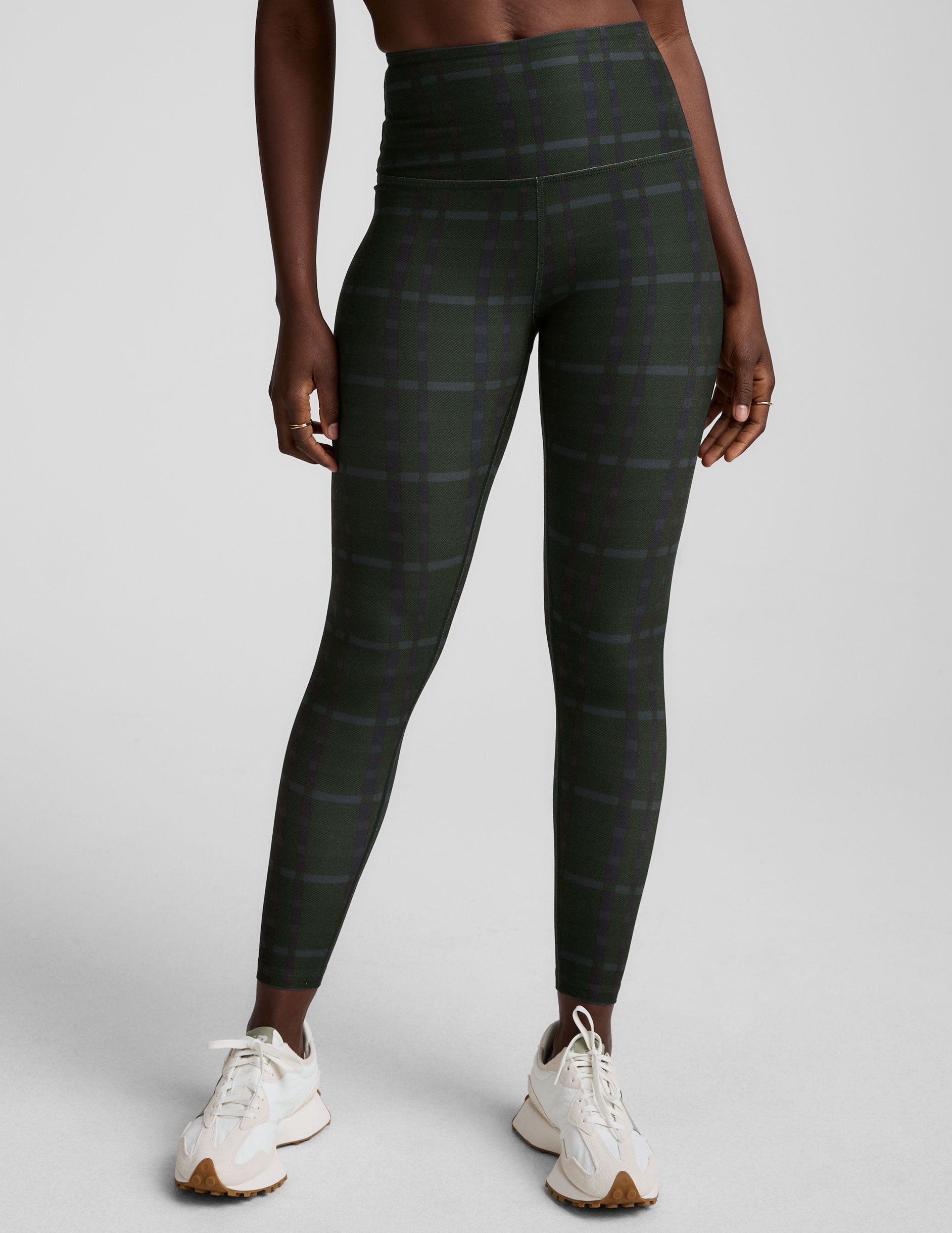 SoftMark High-Waisted Midi Leggings: Buttery Soft, Moisture-Wicking Plaid Print Comfort
