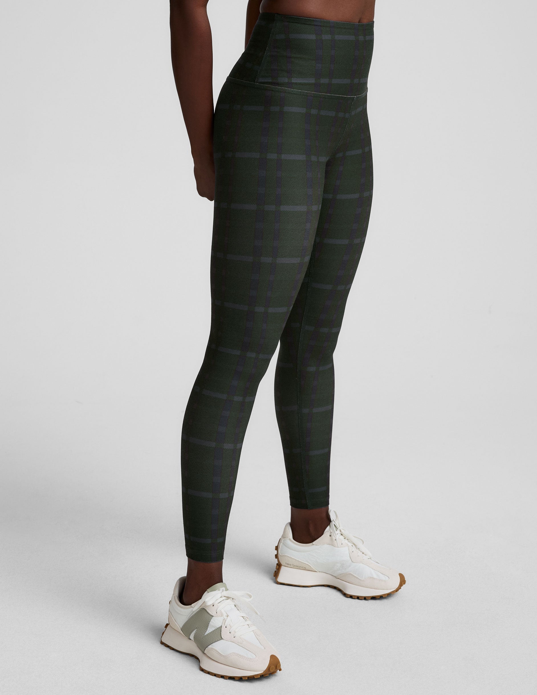 SoftMark High-Waisted Midi Leggings: Buttery Soft, Moisture-Wicking Plaid Print Comfort
