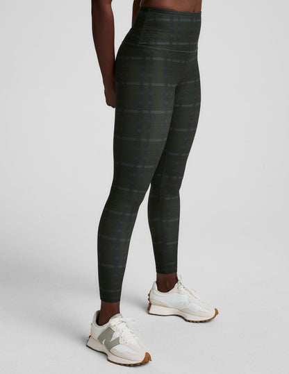 SoftMark High-Waisted Midi Leggings: Buttery Soft, Moisture-Wicking Plaid Print Comfort