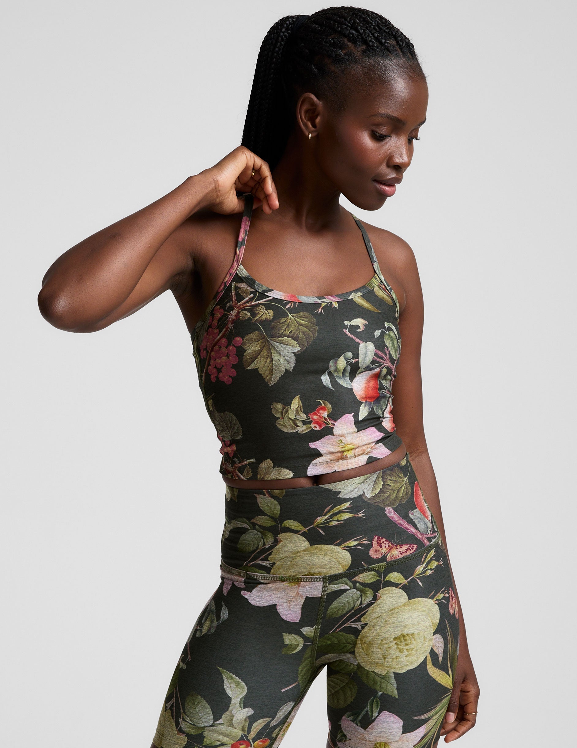 SoftMark Botanical Garden Slim Racerback Cropped Tank: Ultimate Comfort & Support