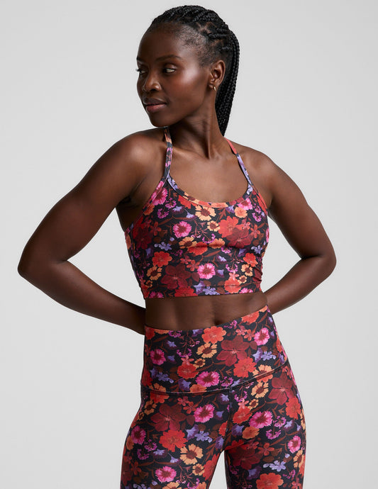 SoftMark Floral Racerback Cropped Tank Top with Built-in Shelf Bra