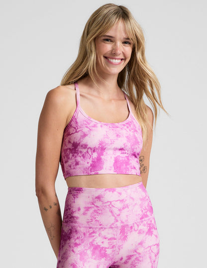 SoftMark Slim Racerback High Cropped Tank Top - Sunset Violet Icedye Print