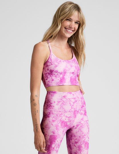 SoftMark Slim Racerback High Cropped Tank Top - Sunset Violet Icedye Print