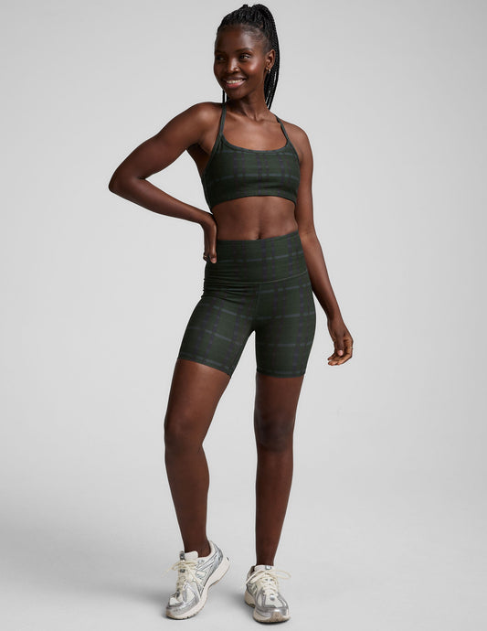 SoftMark Keep Pace 5" High-Waisted Plaid Biker Shorts for Yoga & Activewear