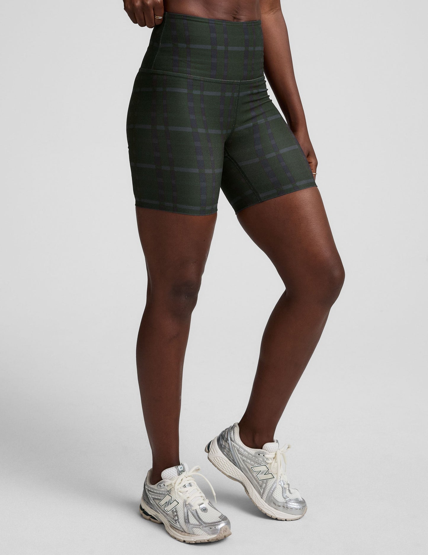 SoftMark Keep Pace 5" High-Waisted Plaid Biker Shorts for Yoga & Activewear