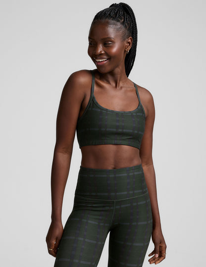 SoftMark Plaid Racerback Bra: Moisture-Wicking, Quick-Dry, UV Protection, Medium Support