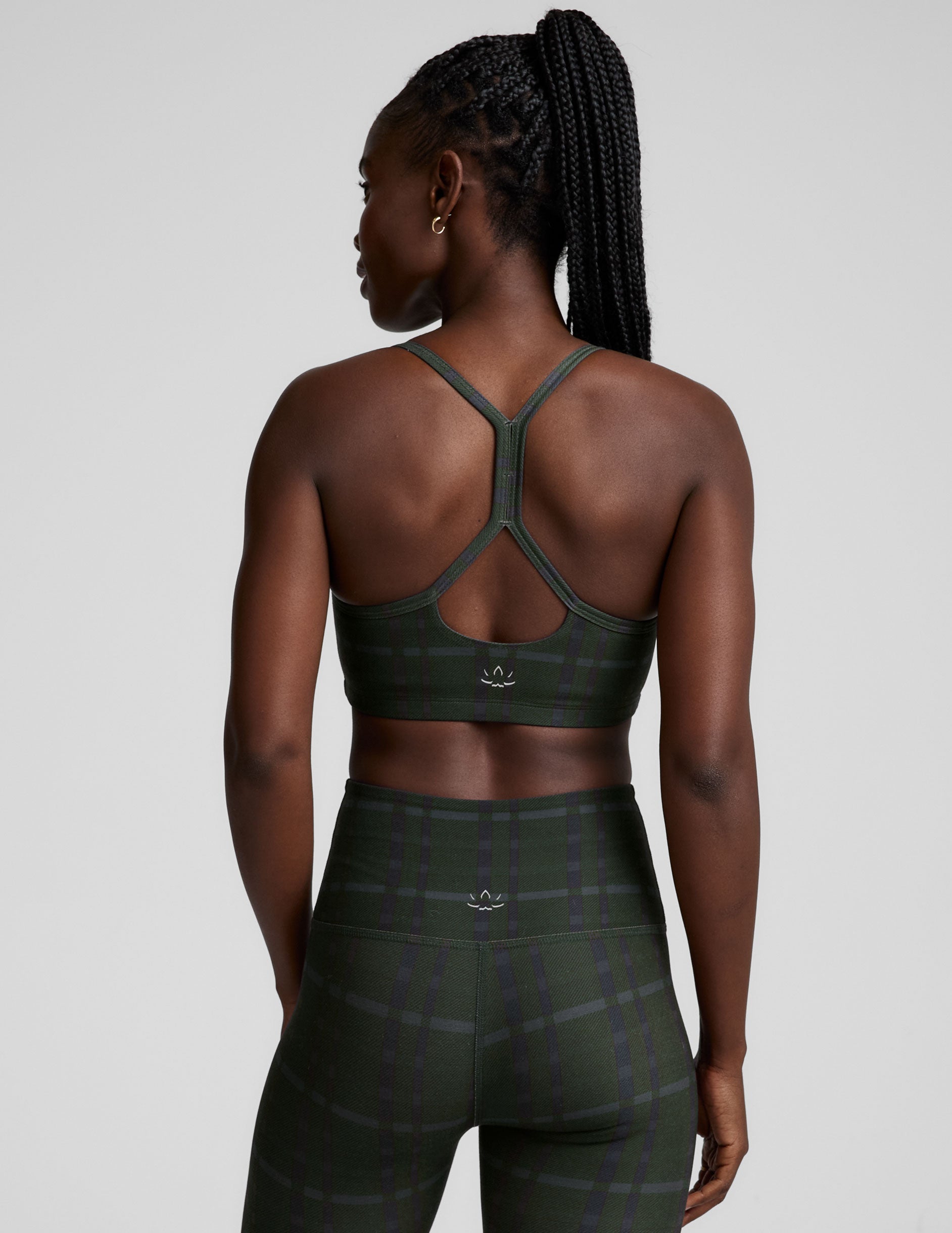 SoftMark Plaid Racerback Bra: Moisture-Wicking, Quick-Dry, UV Protection, Medium Support