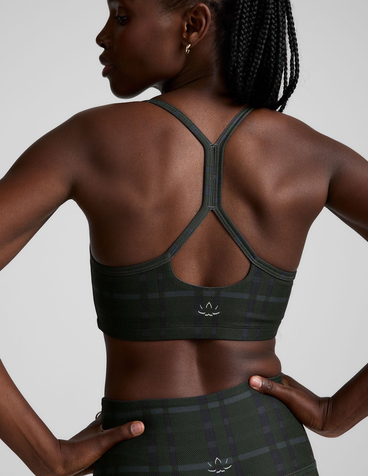 SoftMark Plaid Racerback Bra: Moisture-Wicking, Quick-Dry, UV Protection, Medium Support