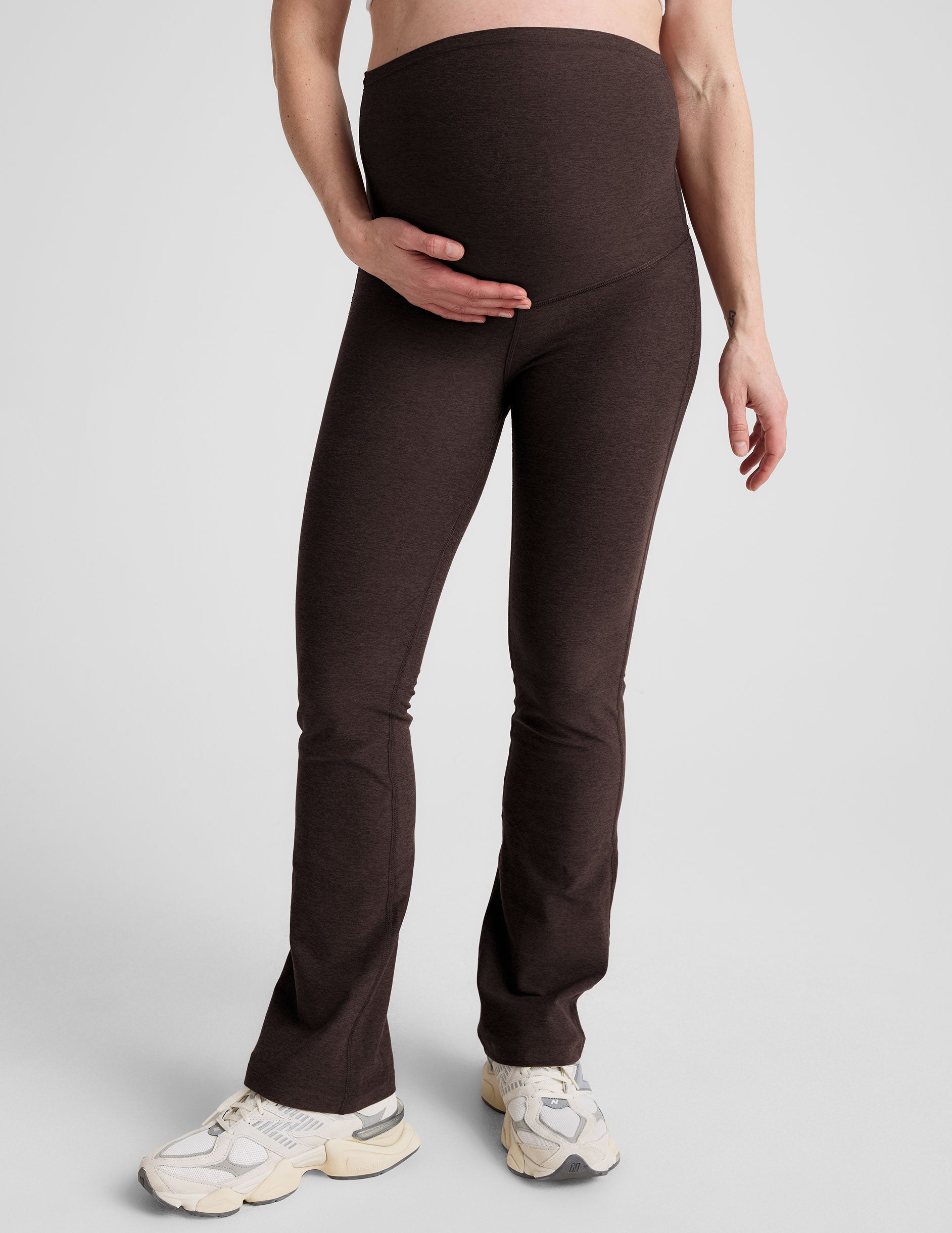 Beyond Yoga Spacedye Dark Chocolate Heather Maternity Flare Pants