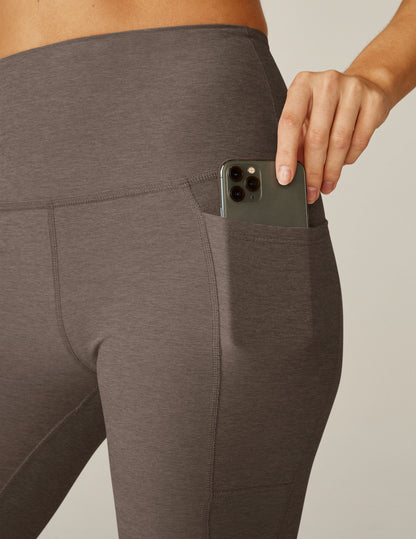 Beyond Yoga Spacedye High Waisted Midi Leggings with Pockets - Soft Umber Heather