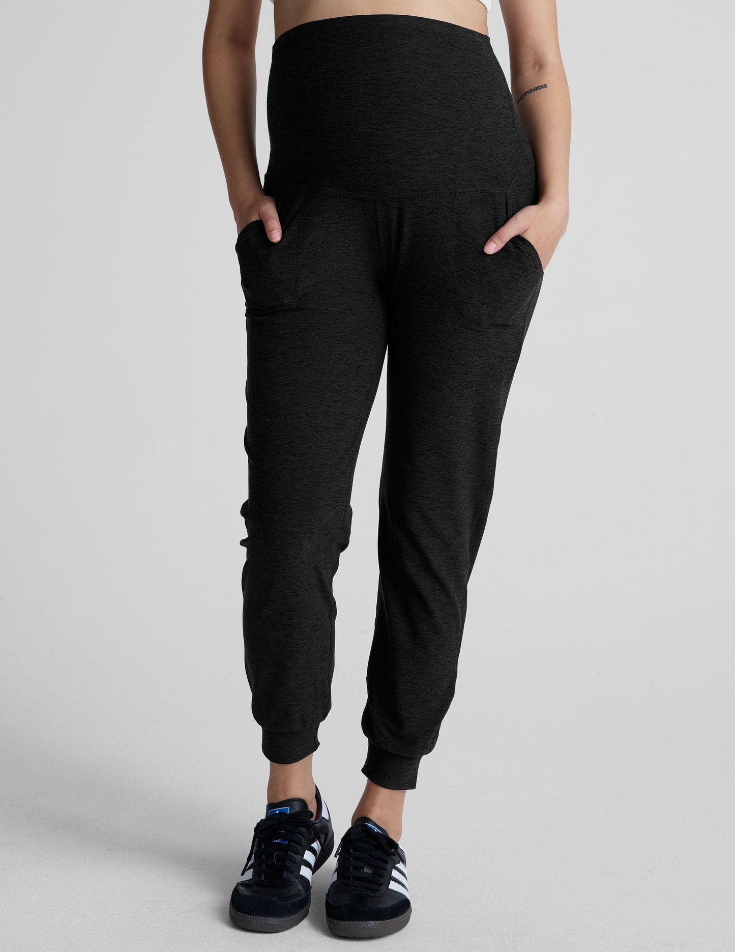 Ultra-Soft Spacedye Maternity Midi Joggers: High-Waisted Comfort for Expecting Moms