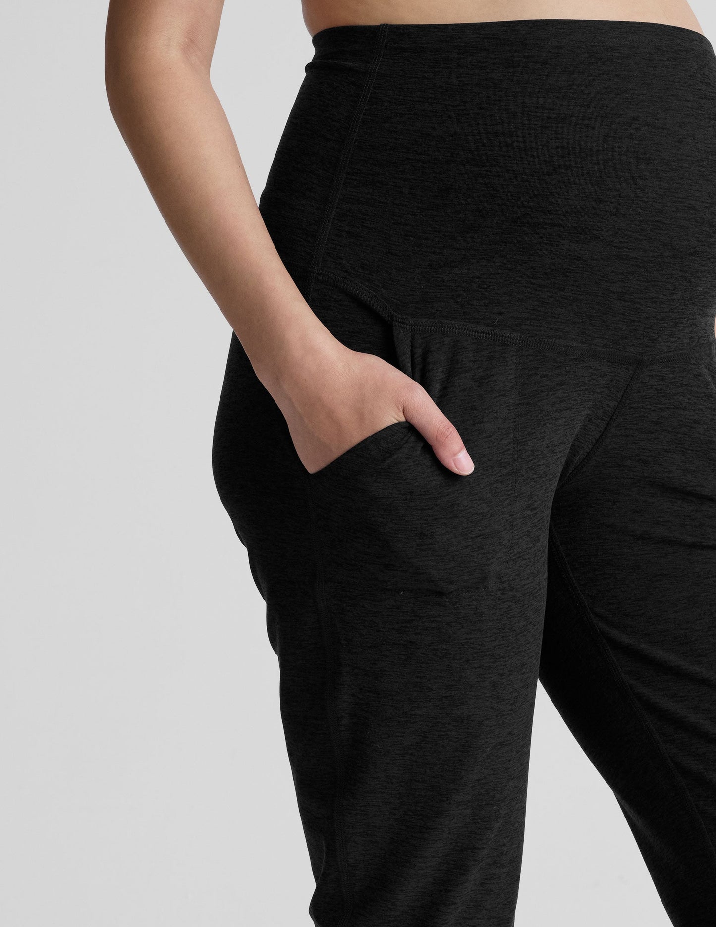 Ultra-Soft Spacedye Maternity Midi Joggers: High-Waisted Comfort for Expecting Moms
