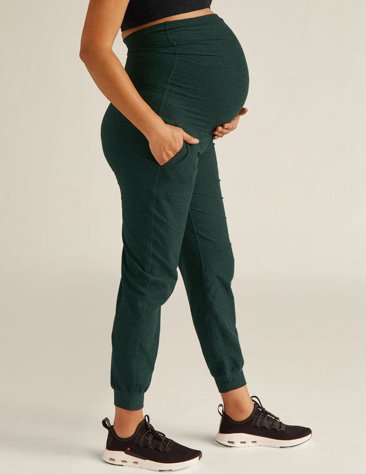 Ultra-Soft Spacedye Maternity Midi Jogger: Comfortable Tapered Fit with Pockets