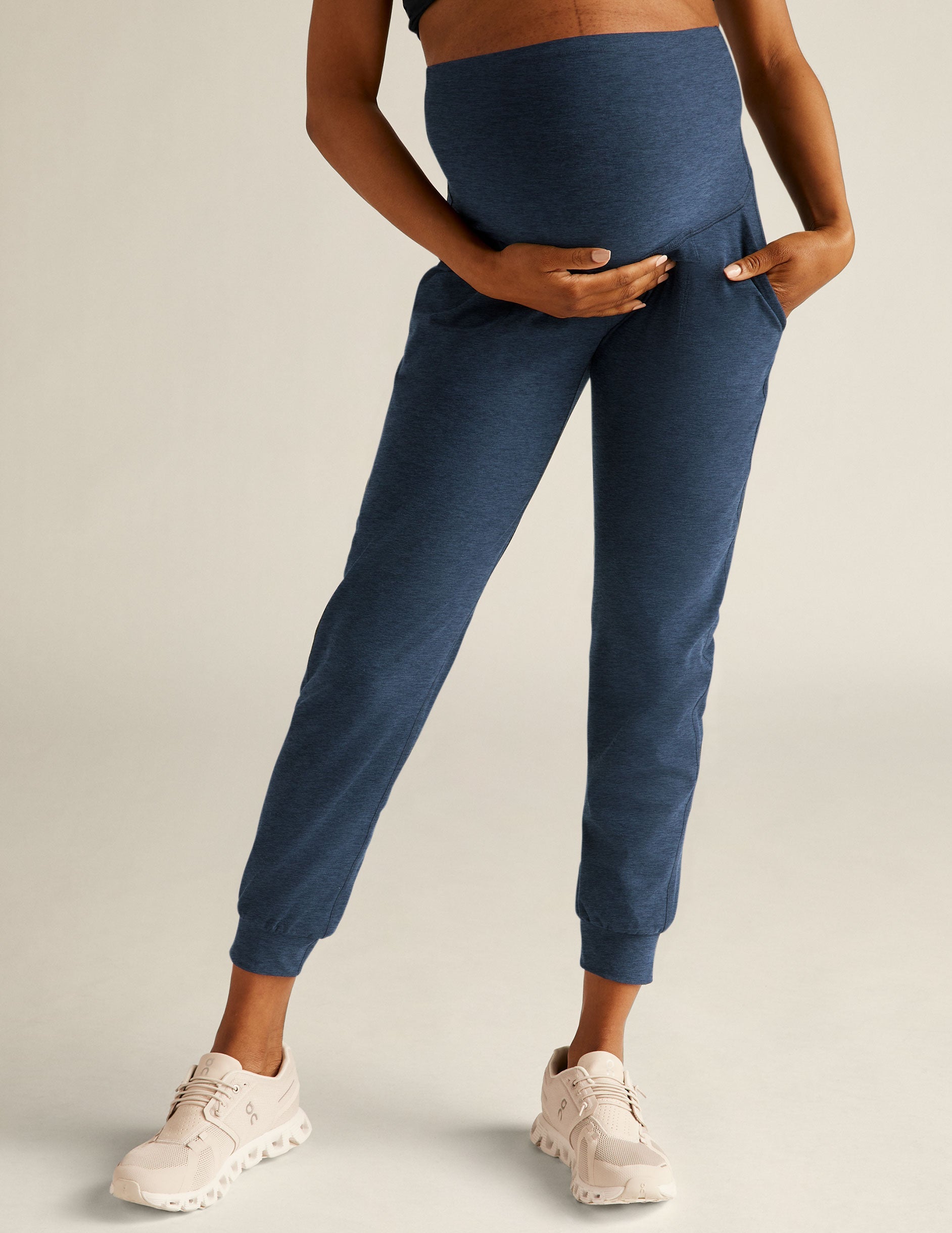 Ultra Soft Spacedye Maternity Midi Jogger with Tapered Fit & High-Rise Comfort