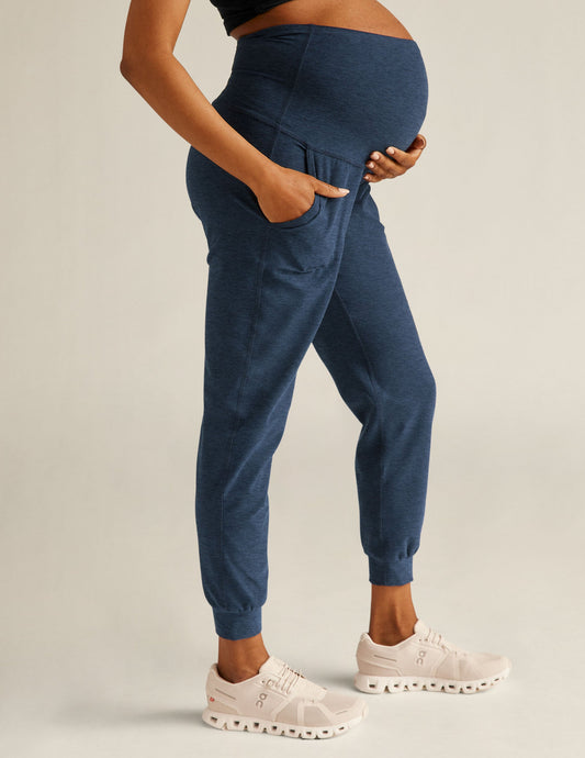 Ultra Soft Spacedye Maternity Midi Jogger with Tapered Fit & High-Rise Comfort
