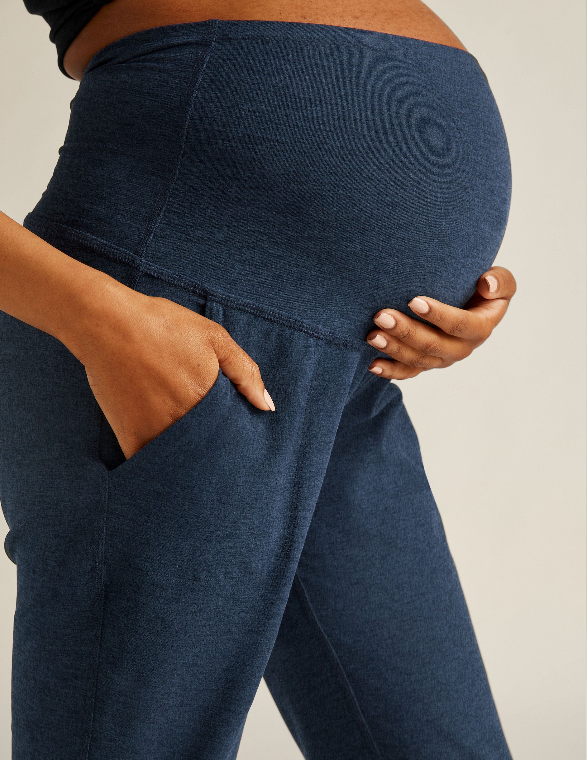 Ultra Soft Spacedye Maternity Midi Jogger with Tapered Fit & High-Rise Comfort
