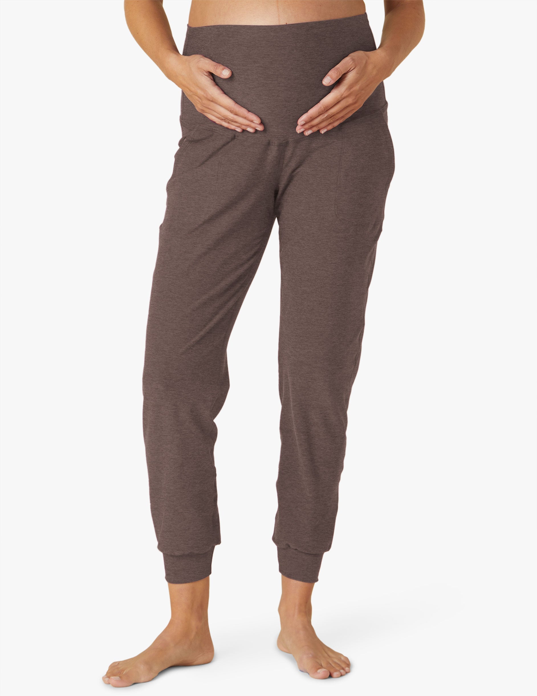 Ultra-Soft Spacedye Maternity Joggers: Comfortable Tapered Midi Length for Moms-to-Be