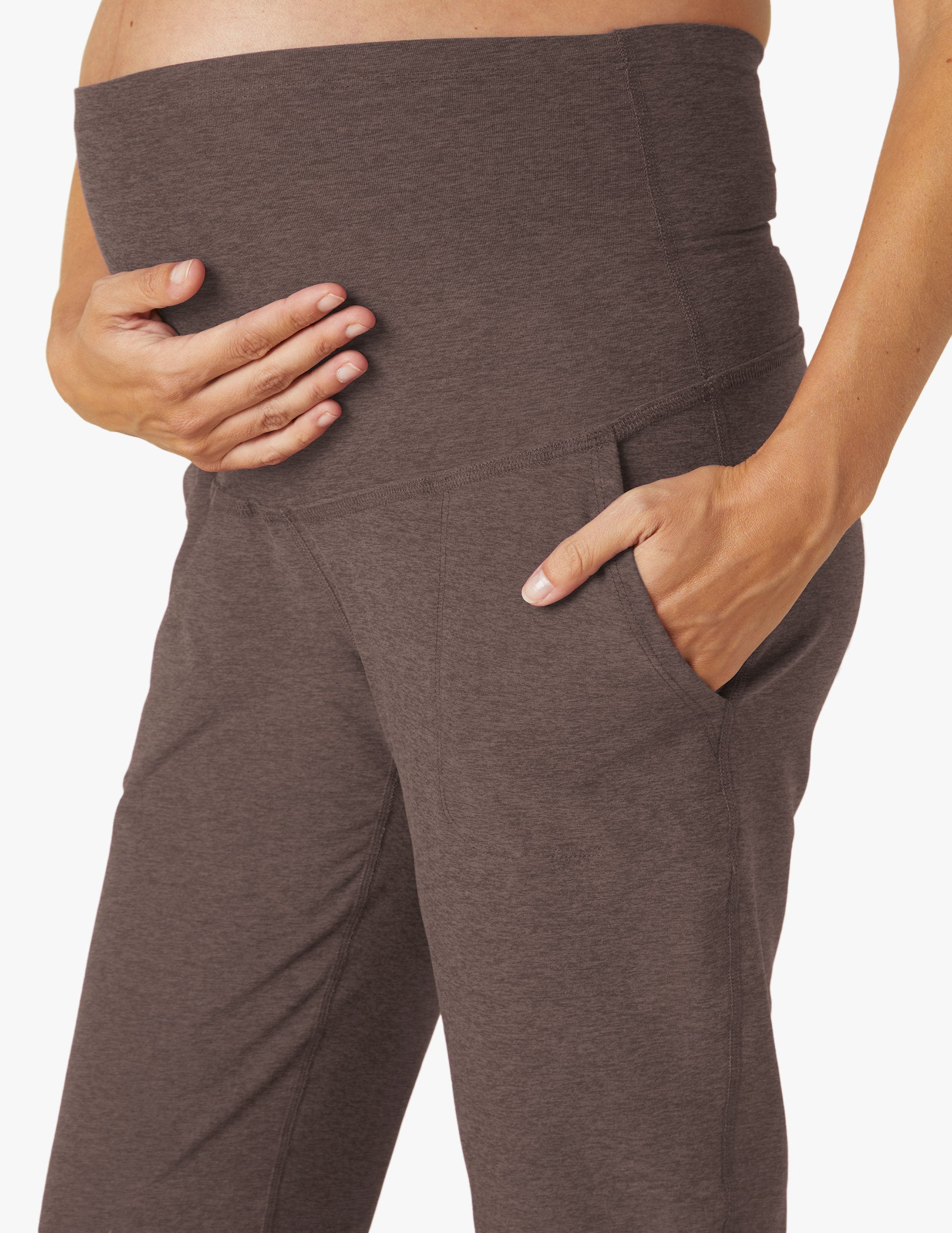 Ultra-Soft Spacedye Maternity Joggers: Comfortable Tapered Midi Length for Moms-to-Be
