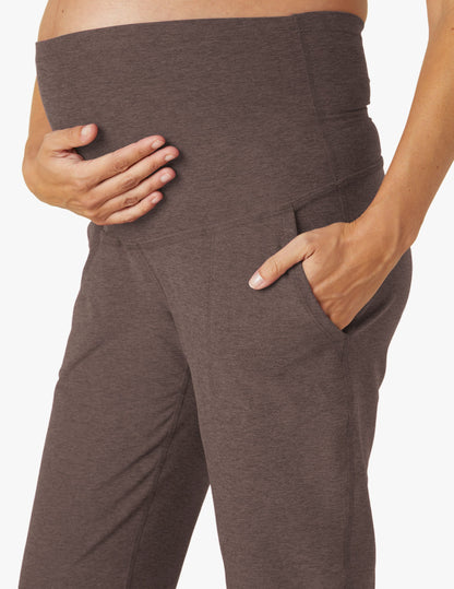 Ultra-Soft Spacedye Maternity Joggers: Comfortable Tapered Midi Length for Moms-to-Be