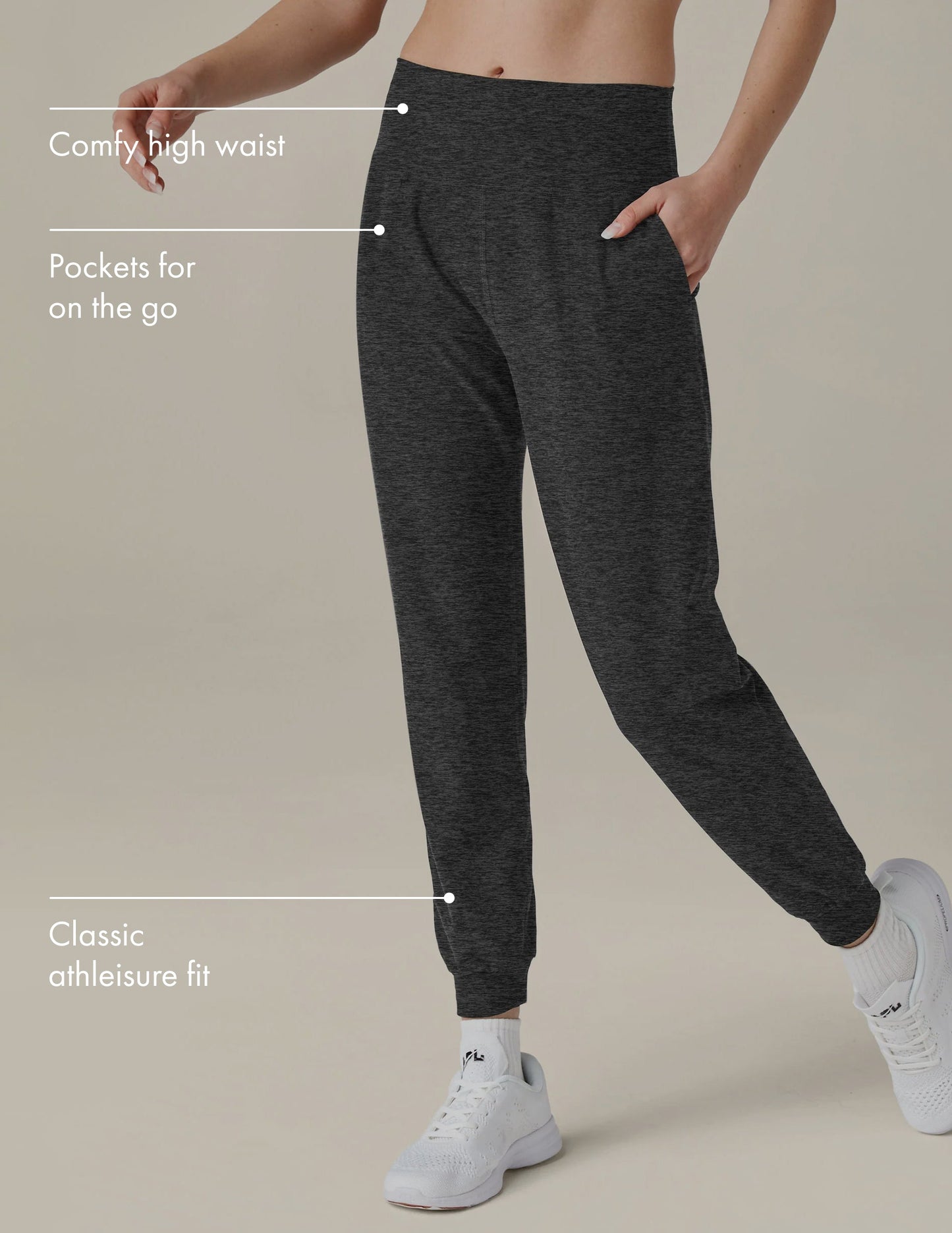 Beyond Yoga Women's Spacedye Midi Jogger Pants - Black Charcoal Athleisure