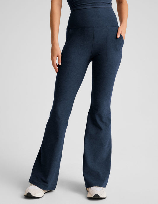 Comfortable Spacedye High Waisted Flare Pants with Pockets