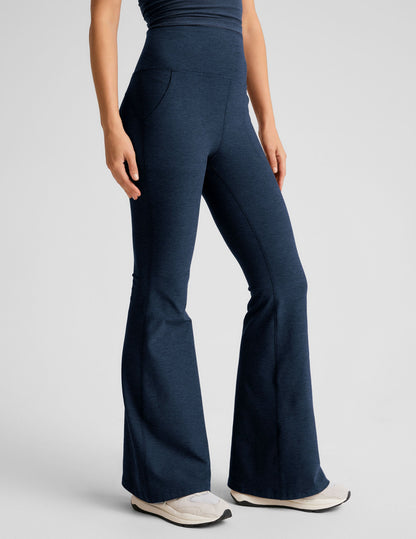 Comfortable Spacedye High Waisted Flare Pants with Pockets