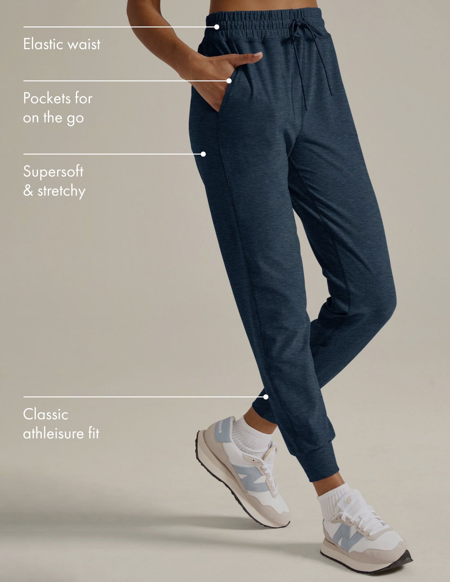 Ultra-Soft Spacedye Commuter Midi Jogger Pants for Women - Navy