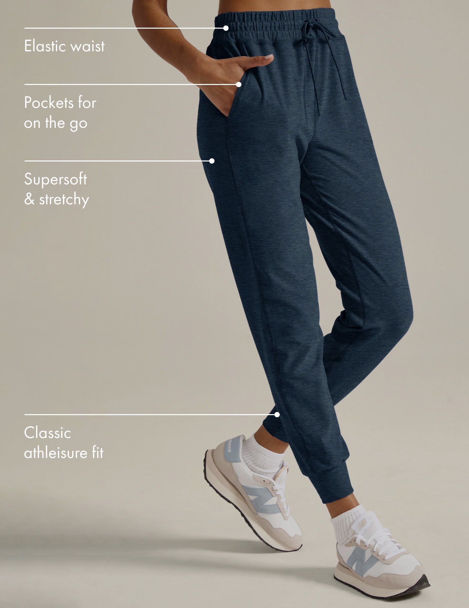Ultra-Soft Spacedye Commuter Midi Jogger Pants for Women - Navy