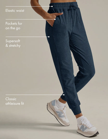 Ultra-Soft Spacedye Commuter Midi Jogger Pants for Women - Navy