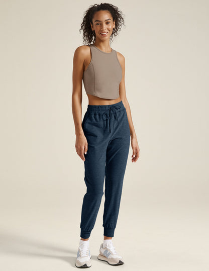 Ultra-Soft Spacedye Commuter Midi Jogger Pants for Women - Navy