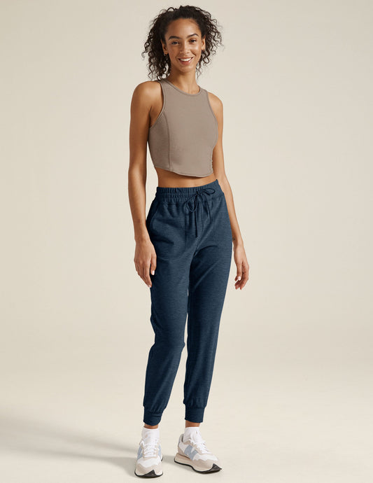 Ultra-Soft Spacedye Commuter Midi Jogger Pants for Women - Navy