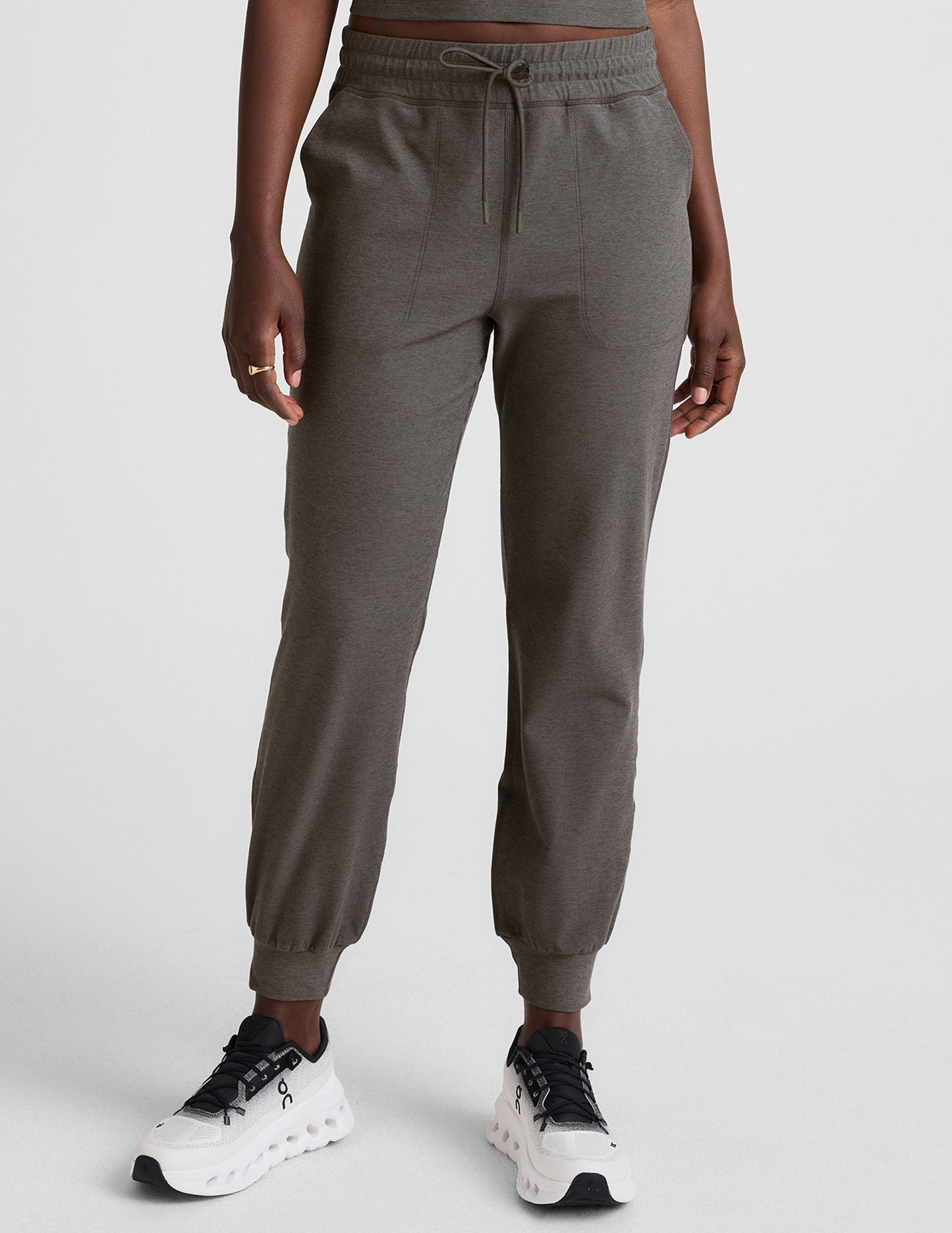 Ultra-Soft Spacedye Commuter Midi Joggers: Slim Fit Athleisure Gray Heather Pants