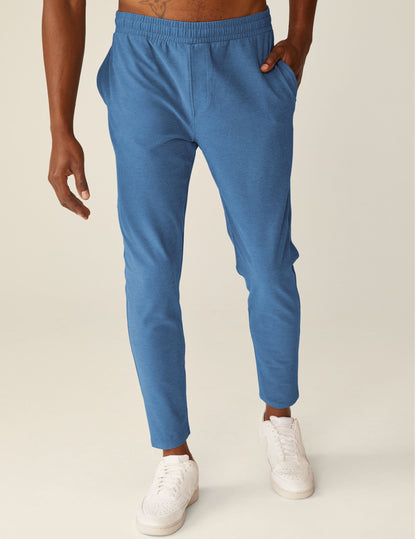 Sky Blue Heather Slim Fit Athleisure Pants for Men - Comfort & Style